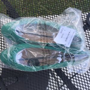 New look wide fit green flats